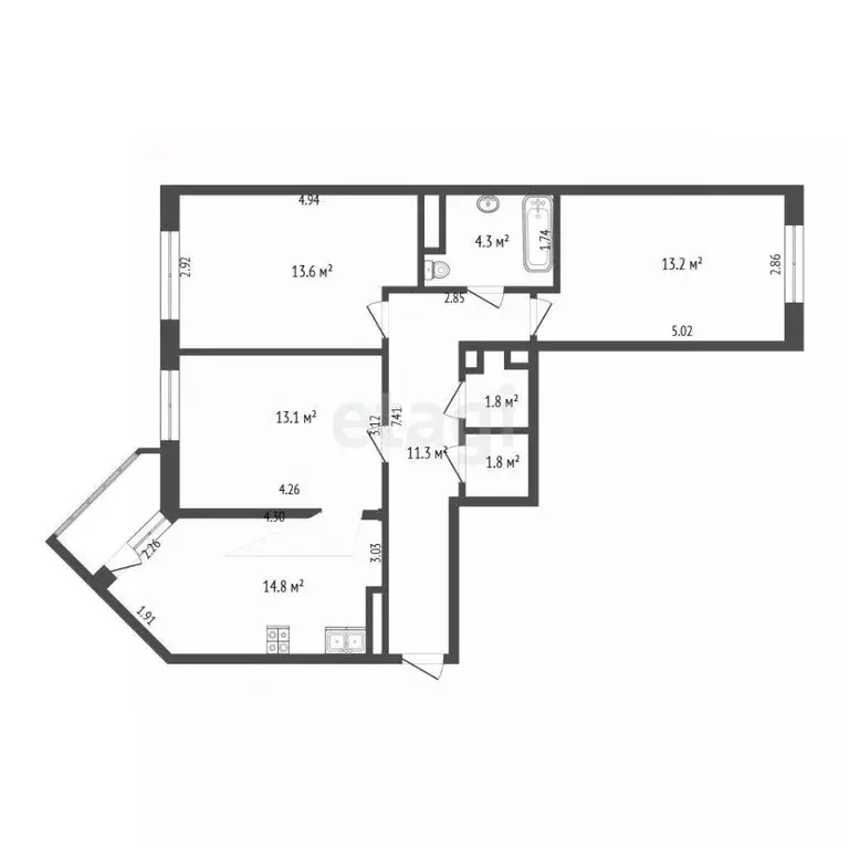 3-к кв. Московская область, Люберцы Зенино ЖК Самолет мкр, ул. ... - Фото 2