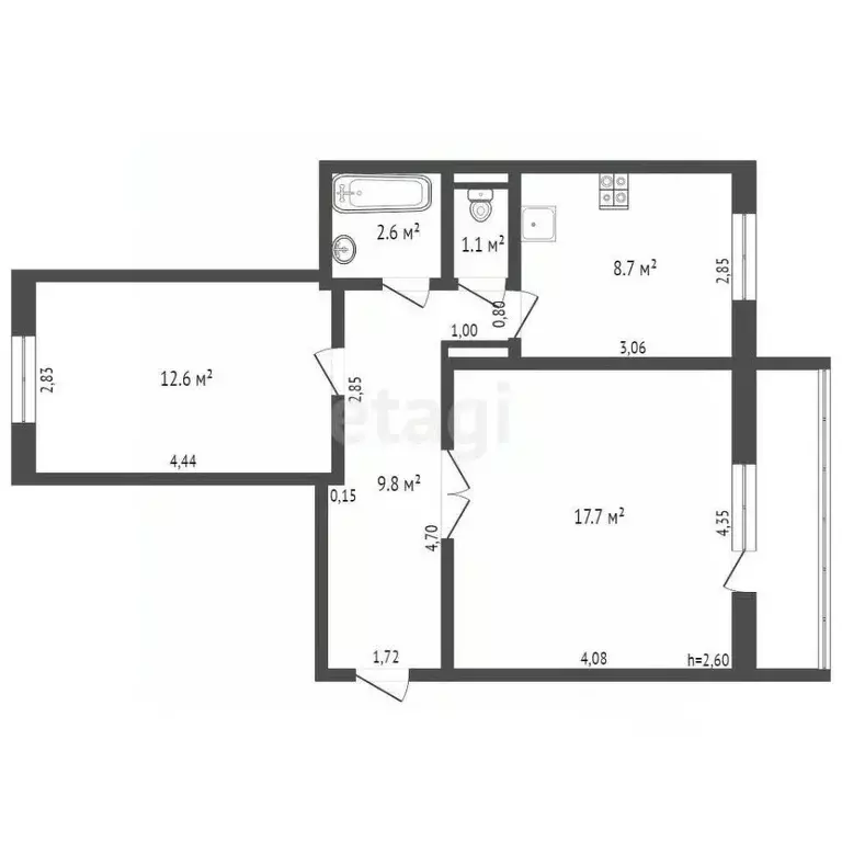 2-к кв. Кемеровская область, Полысаево г. Ленинск-Кузнецкий ... - Фото 2