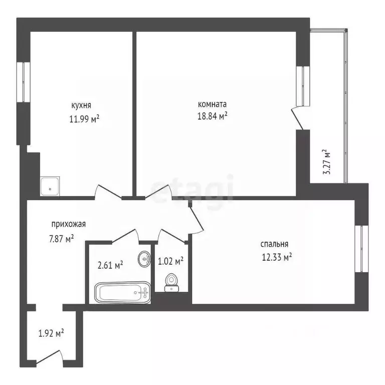 3-к кв. Красноярский край, Красноярск ул. Чернышевского, 120А (56.6 м) - Фото 1