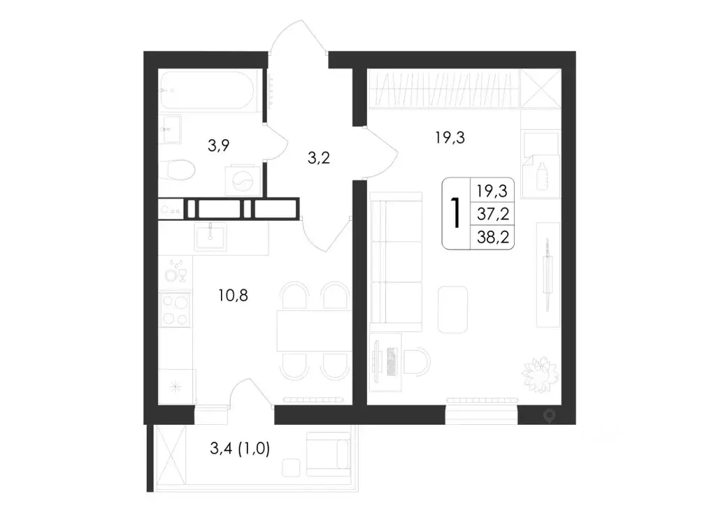 1-к кв. Воронежская область, Воронеж ул. Шидловского, 38 (38.2 м) - Фото 0