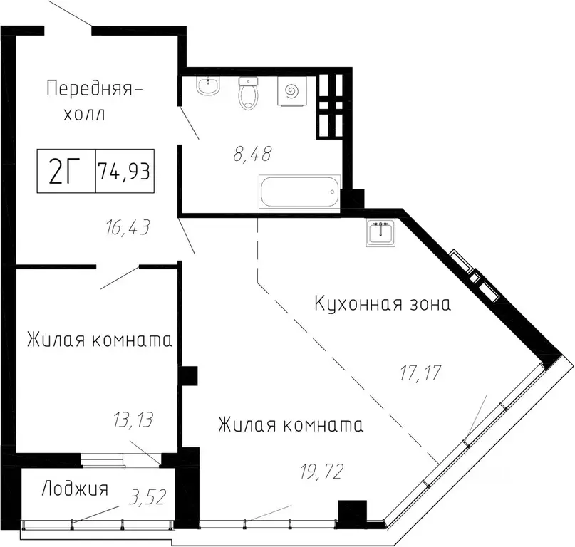 2-к кв. Приморский край, Владивосток ул. Мусоргского, 74к1 (74.93 м) - Фото 0