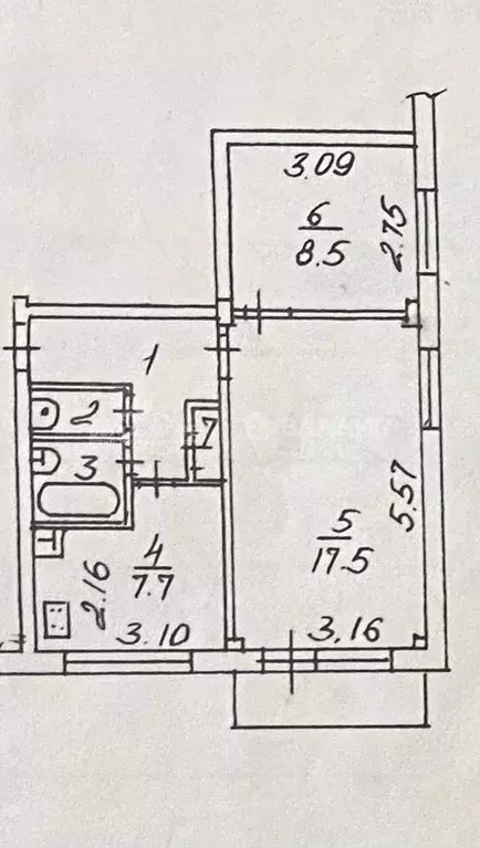 2-к. квартира, 43,4 м, 4/5 эт. - Фото 0