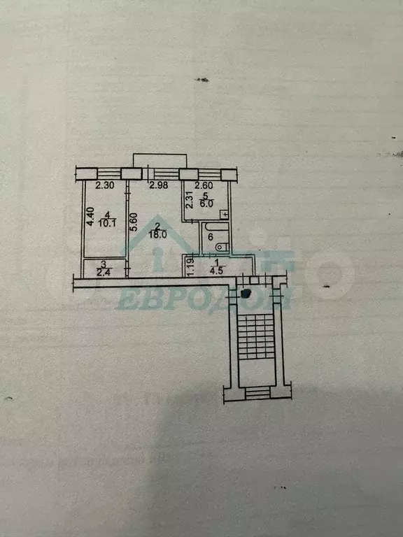 2-к. квартира, 44 м, 4/5 эт. - Фото 0