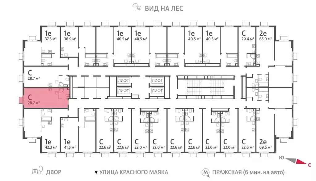 Студия Москва Парксайд жилой комплекс, 2 (28.7 м) - Фото 1