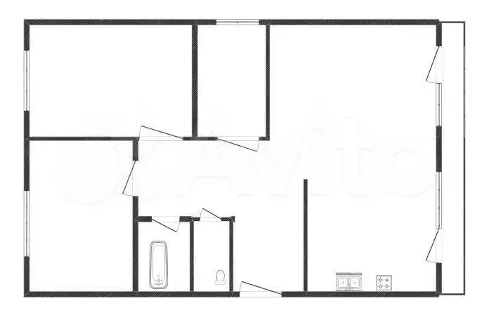 3-к. квартира, 78,8 м, 1/3 эт. - Фото 0