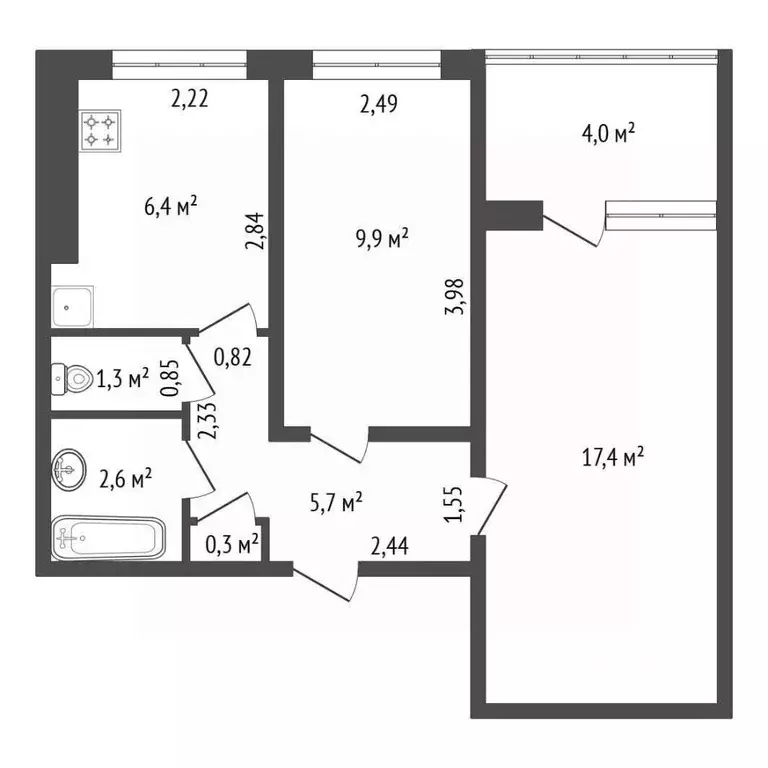 2-к кв. Башкортостан, Уфа ул. Академика Королева, 27 (43.6 м) - Фото 2