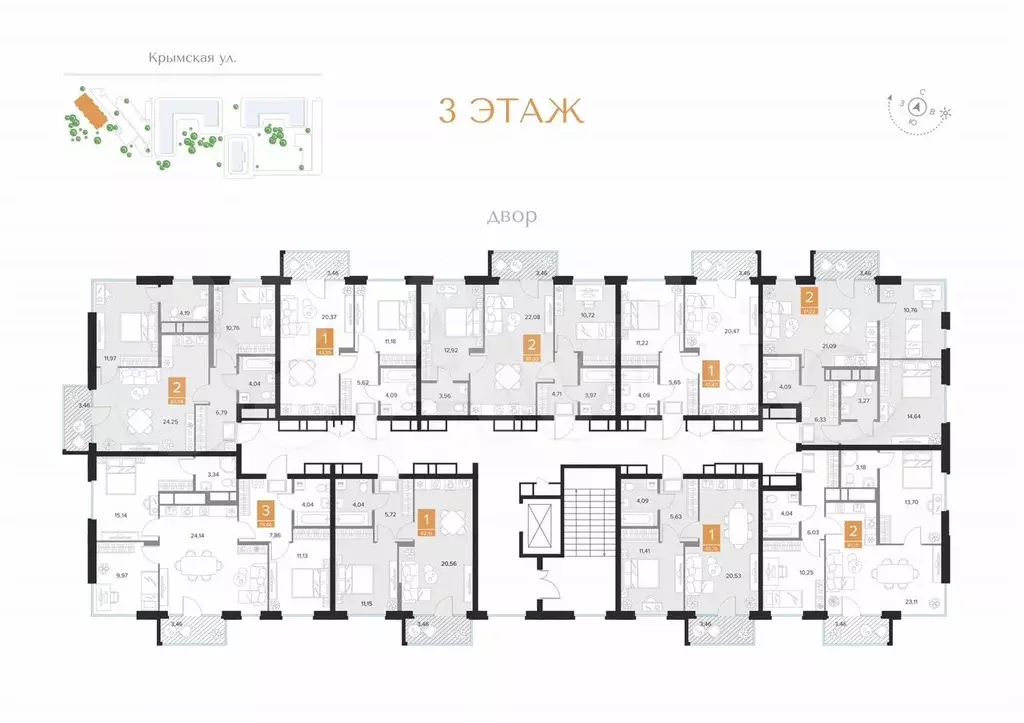 3-к. квартира, 76,7 м, 3/9 эт. - Фото 1