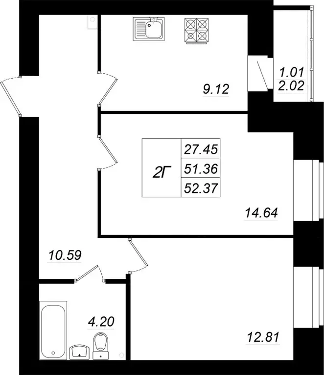 2-к кв. Татарстан, Зеленодольский район, Осиновское с/пос, с. Осиново ... - Фото 1