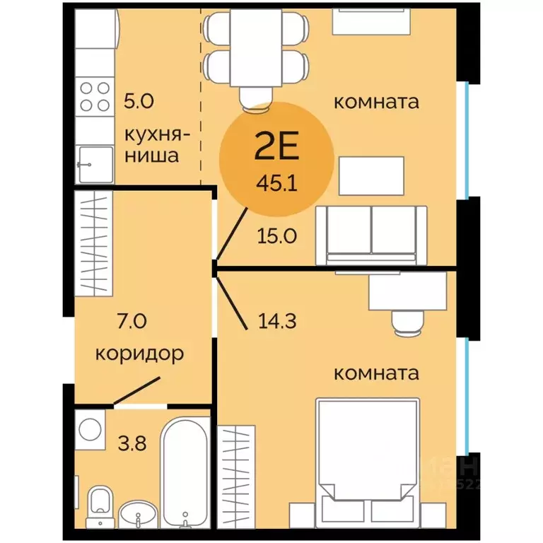 2-к кв. Пермский край, Пермь Краснова мкр, Красное яблоко жилой ... - Фото 0