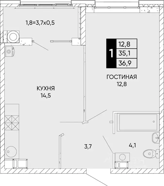 1-к кв. Ростовская область, Ростов-на-Дону Левобережье жилой комплекс ... - Фото 0