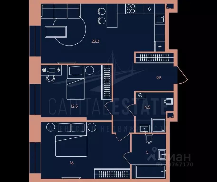 3-к кв. Москва Дербеневская ул., 20С18 (71.0 м) - Фото 2