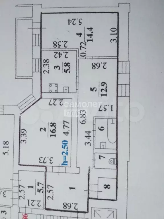 2-к. квартира, 63 м, 3/5 эт. - Фото 0