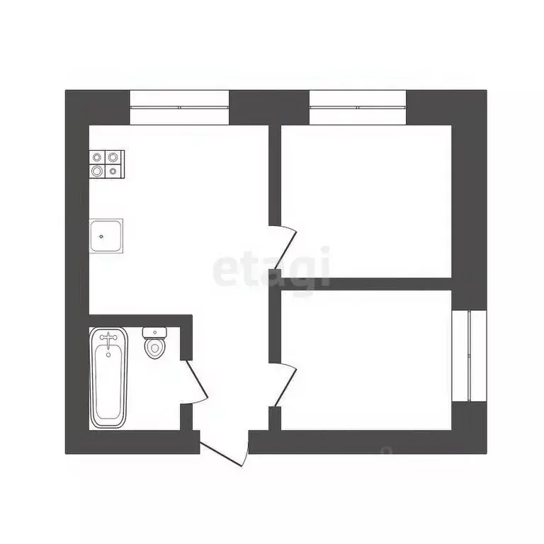 2-к кв. Томская область, Томск ул. Усова, 64 (39.5 м) - Фото 1