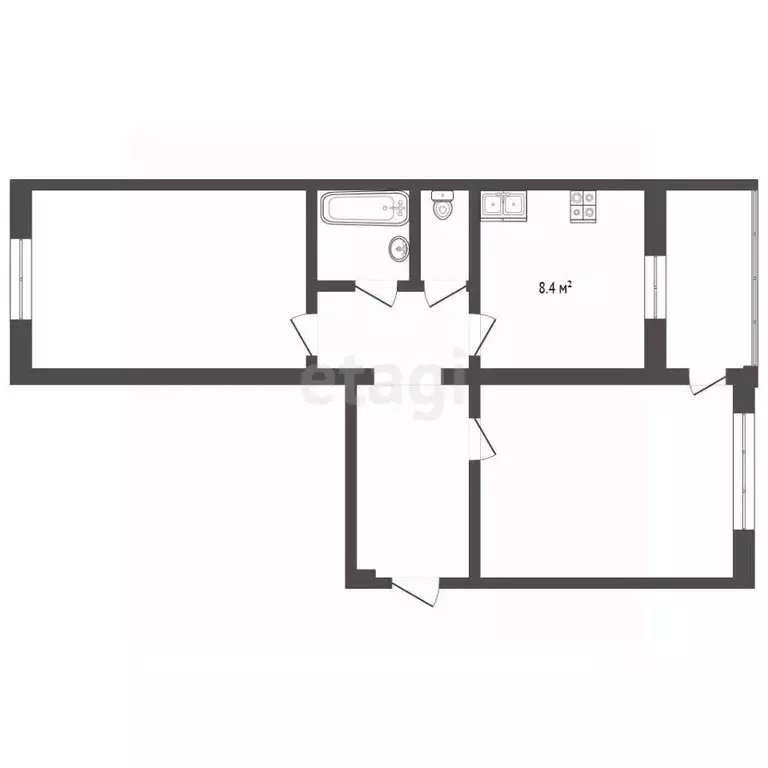 2-к кв. Башкортостан, Бирск ул. Гагарина, 87 (48.0 м) - Фото 2
