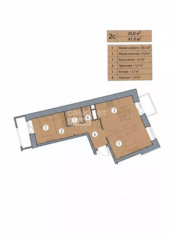 2-к кв. Московская область, Химки ул. Германа Титова, 4 (41.9 м) - Фото 2
