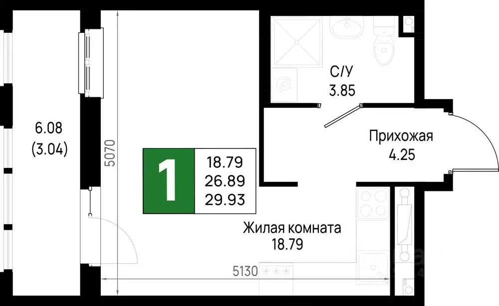 1-к кв. Ленинградская область, Всеволожский район, Свердловское ... - Фото 0