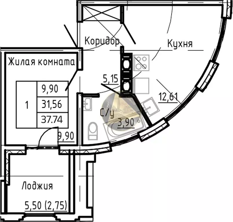 1-комнатная квартира: Санкт-Петербург, Алтайская улица, 39 (37.74 м) - Фото 0