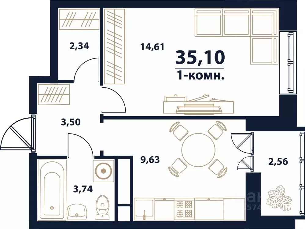 1-к кв. Ульяновская область, Ульяновск Новый Город мкр, 17-й кв-л, ... - Фото 1