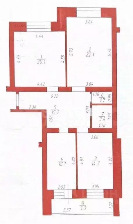 3-к кв. Татарстан, Казань ул. Аделя Кутуя, 44а (89.3 м) - Фото 1