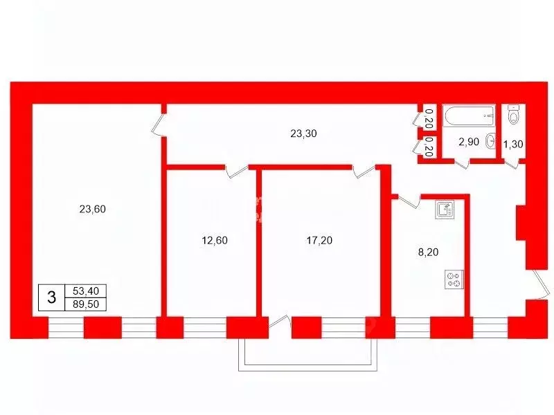 3-к кв. Санкт-Петербург Литейный просп., 32 (89.5 м) - Фото 2