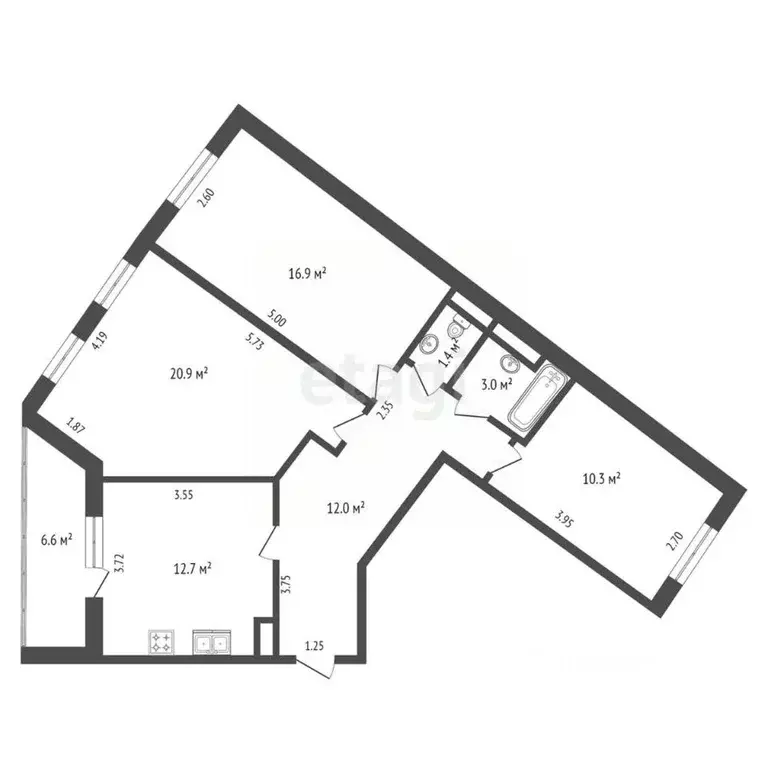 3-к кв. Ханты-Мансийский АО, Ханты-Мансийск Уральская ул., 5 (77.2 м) - Фото 1