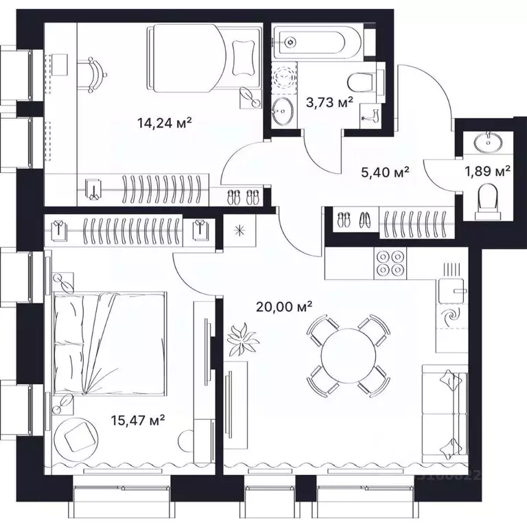 2-к кв. Владимирская область, Киржач ул. Свердлова, 10А (60.0 м) - Фото 1