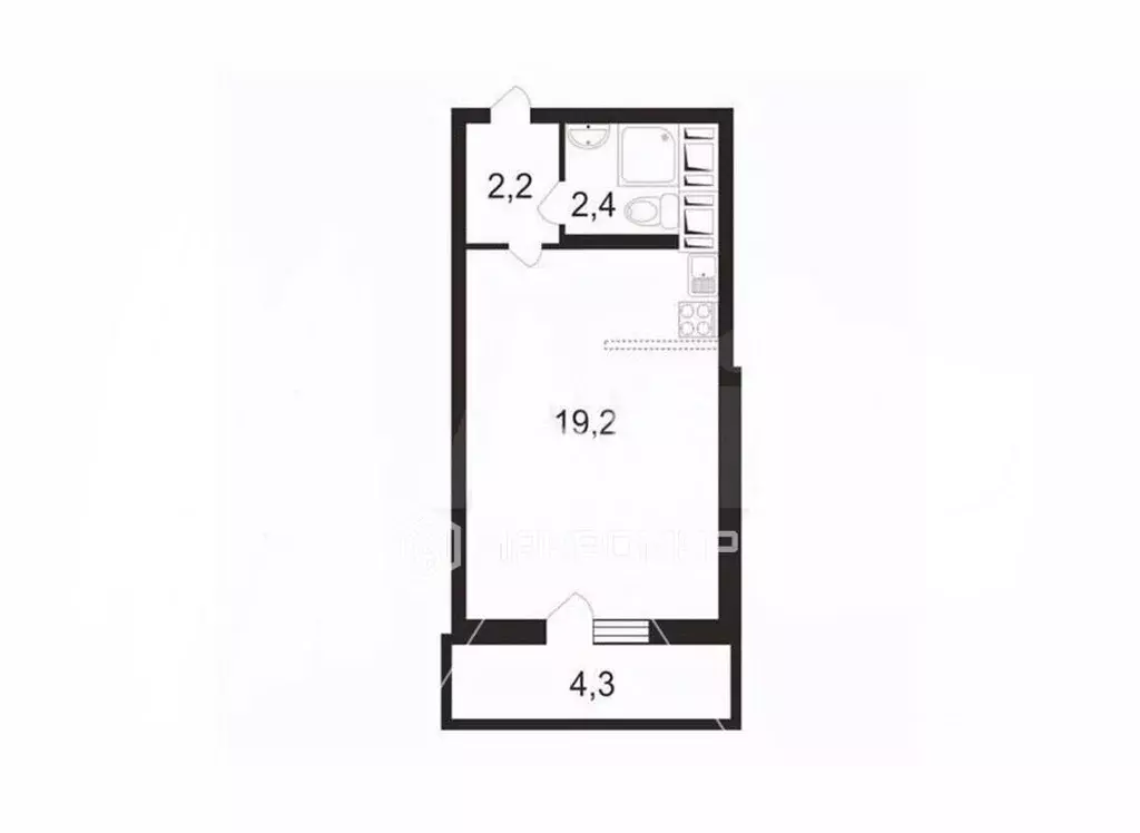 Студия Санкт-Петербург 1-й Предпортовый проезд, 14 (23.8 м) - Фото 2