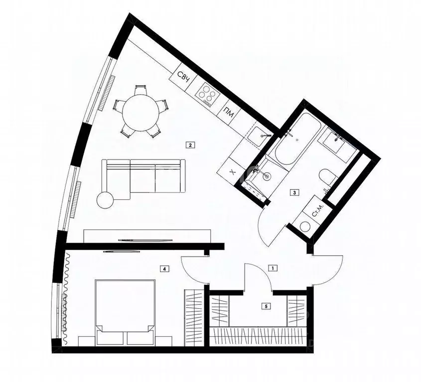 Квартира, 2 комнаты, 57.5 м - Фото 1