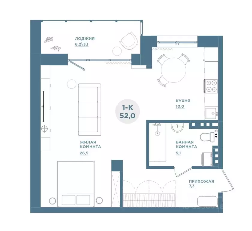 1-к кв. Красноярский край, Красноярск Свердловская ул., 6Е (52.3 м) - Фото 1