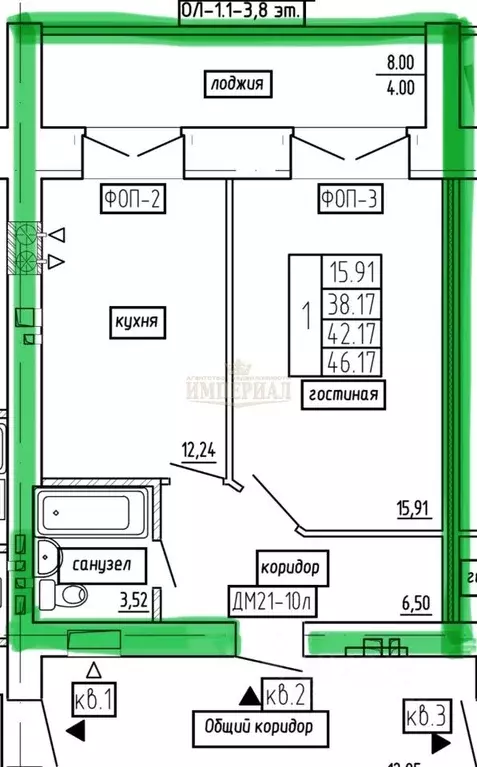 1-к кв. Марий Эл, Йошкар-Ола просп. Воскресенский, 17А (46.17 м) - Фото 1
