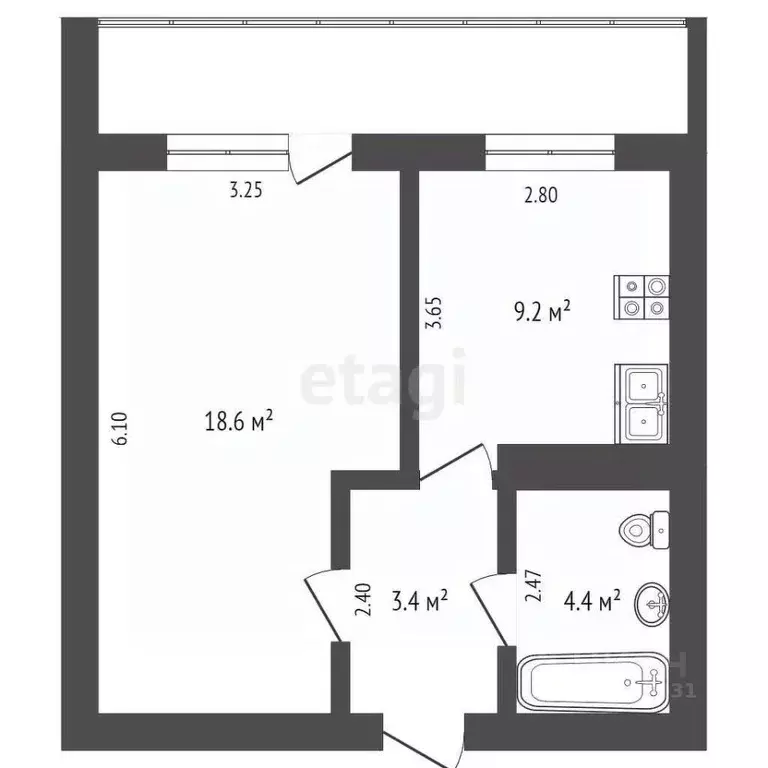 1-к кв. Ямало-Ненецкий АО, Новый Уренгой Арктическая ул., 31 (35.5 м) - Фото 2