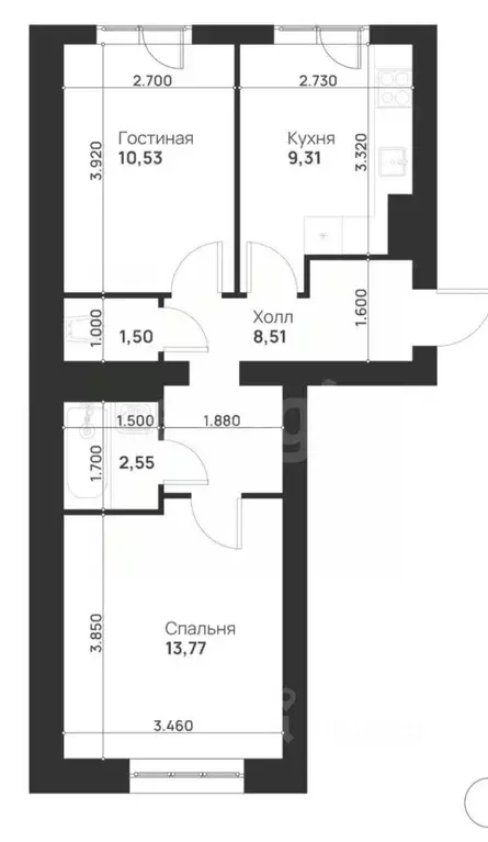 2-к кв. Тульская область, Тула ул. Героя России Зиничева, 3 (50.8 м) - Фото 2