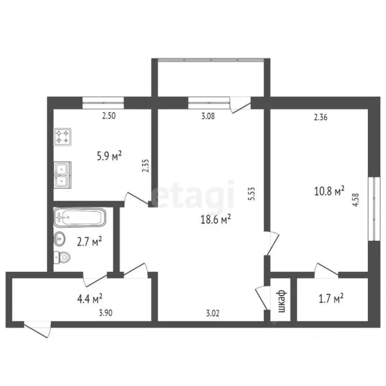 2-к кв. Крым, Евпатория просп. Ленина (44.0 м) - Фото 2