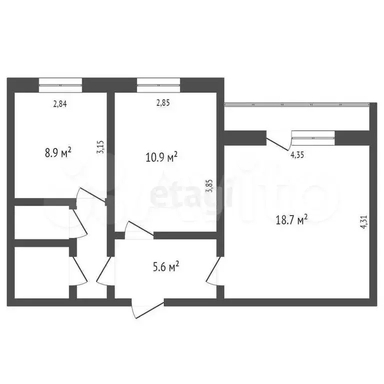 2-к. квартира, 51,5 м, 3/12 эт. - Фото 0