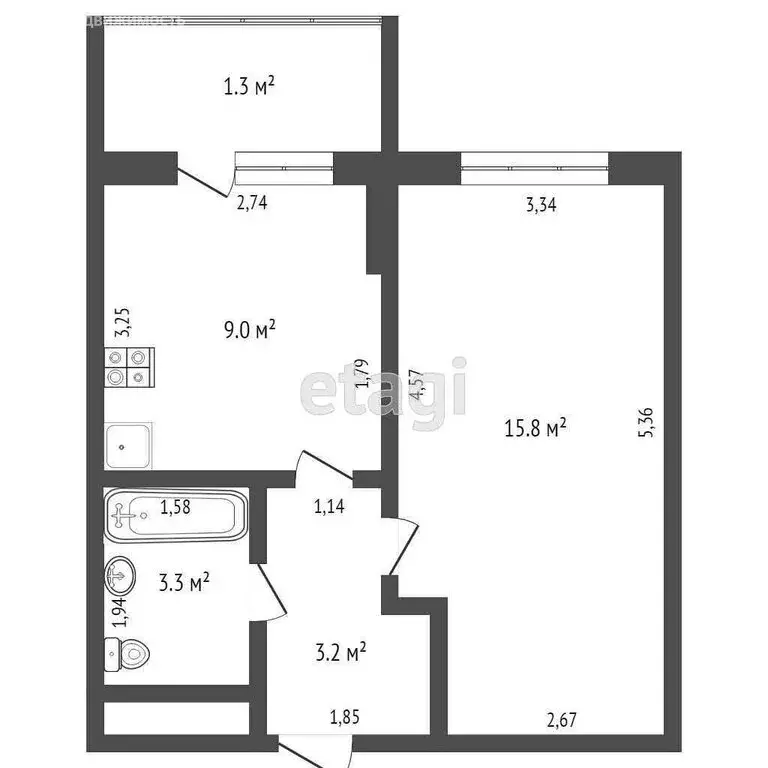 1-комнатная квартира: село Сукко, Мирная улица, 11к1 (32.8 м) - Фото 1