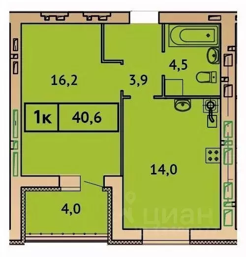 1-к кв. Ивановская область, Иваново Солнечная ул., 23 (40.6 м) - Фото 1