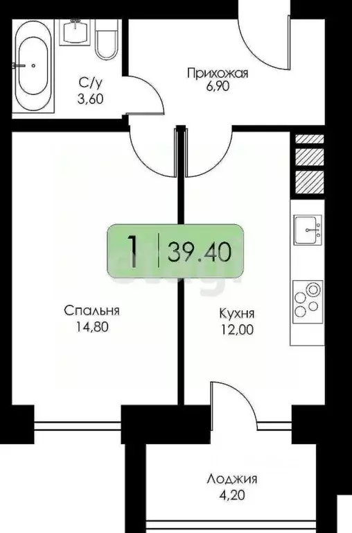 1-к кв. Смоленская область, Смоленск пос. Одинцово, ул. Ипподромная, ... - Фото 0