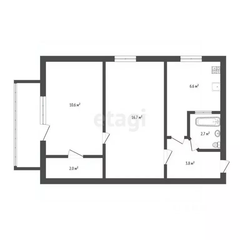 2-к кв. Севастополь ул. Розы Люксембург, 47 (43.1 м) - Фото 2