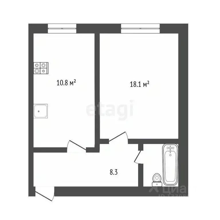 1-к кв. Омская область, Омск Харьковская ул., 19к2 (40.8 м) - Фото 1