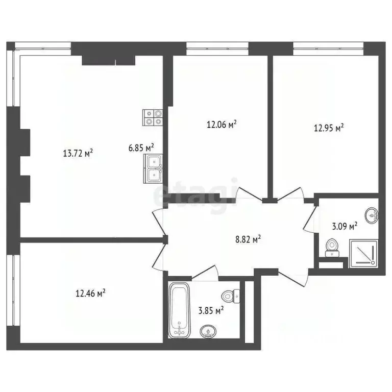 3-к кв. Москва Очаковское ш., 5к3 (73.3 м) - Фото 1