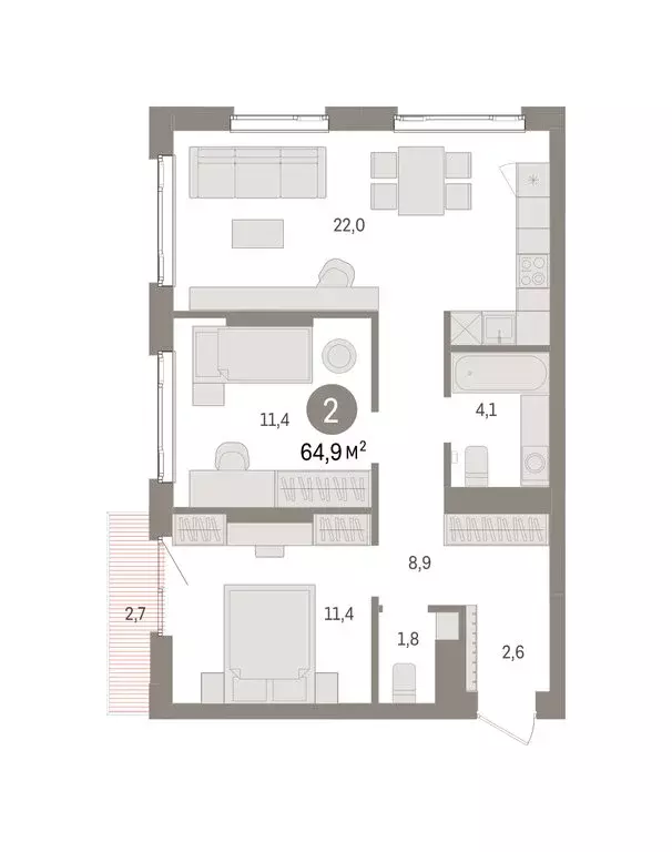 2-комнатная квартира: Екатеринбург, жилой район Сортировочный, ... - Фото 2