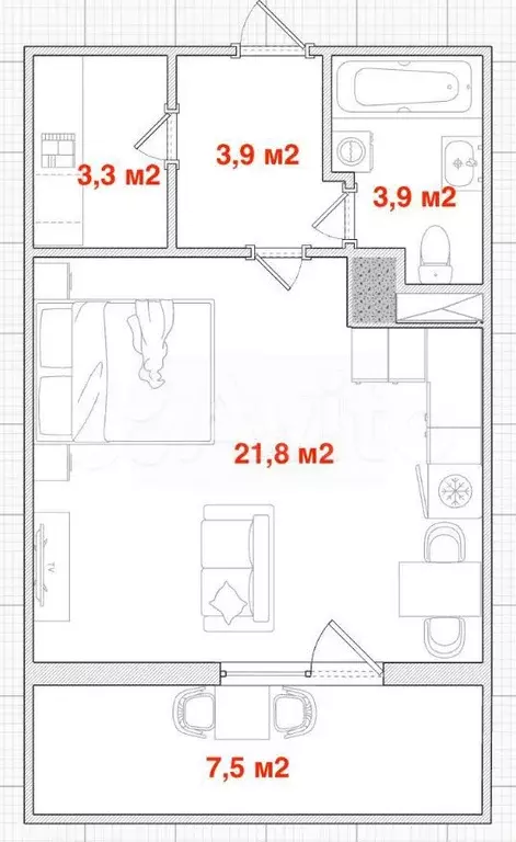 Квартира-студия, 40 м, 8/16 эт. - Фото 0