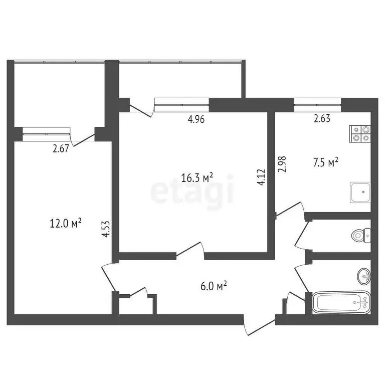 2-комнатная квартира: Симферополь, Ракетная улица, 12 (48.5 м) - Фото 1