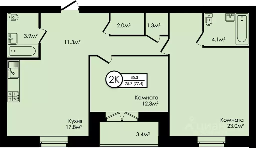 2-к кв. Ярославская область, Ярославский муниципальный округ, д. ... - Фото 0