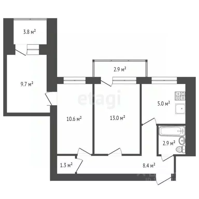 3-к кв. Самарская область, Самара Пролетарская ул., 177 (51.8 м) - Фото 1