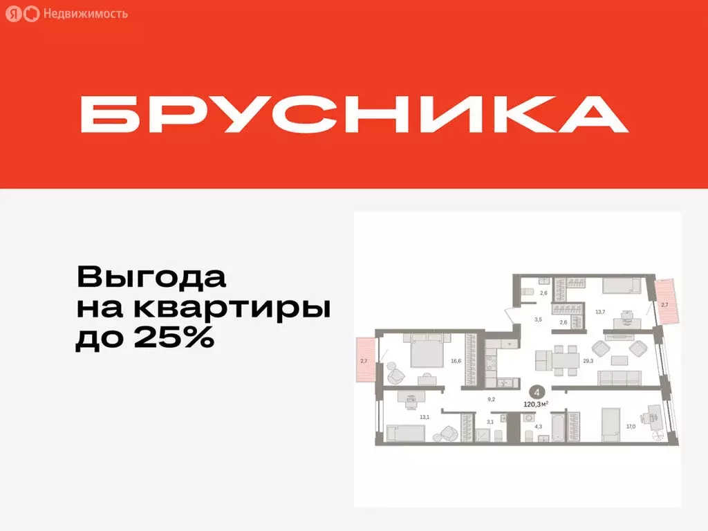 4-комнатная квартира: Тюмень, жилой комплекс Речной Порт (120 м) - Фото 0