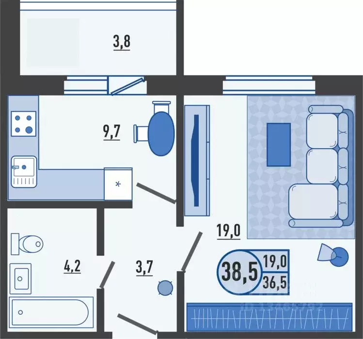 1-к кв. Орловская область, Орловский муниципальный округ, д. Образцово ... - Фото 1