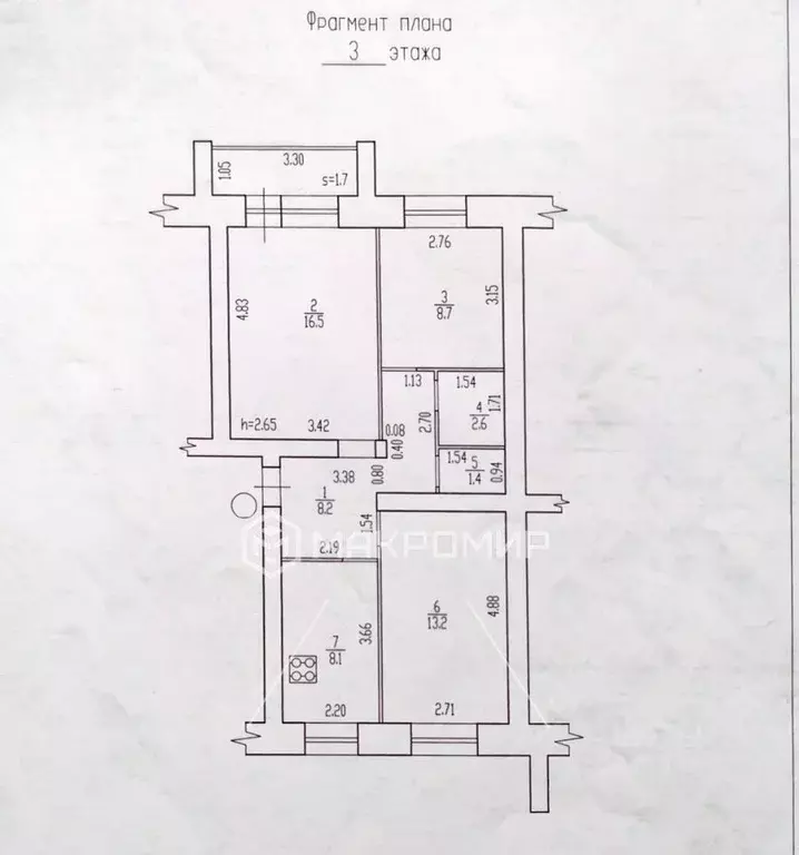 3-к кв. Брянская область, Брянск Уральский пер., 10 (58.7 м) - Фото 2