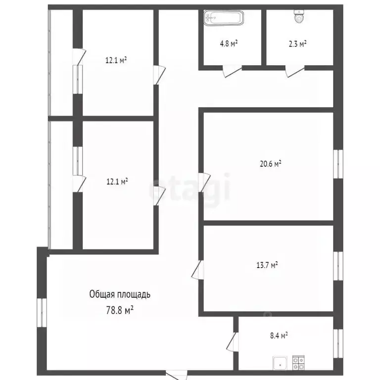 4-к кв. Брянская область, Брянск ул. Брянского Фронта, 4 (78.8 м) - Фото 1