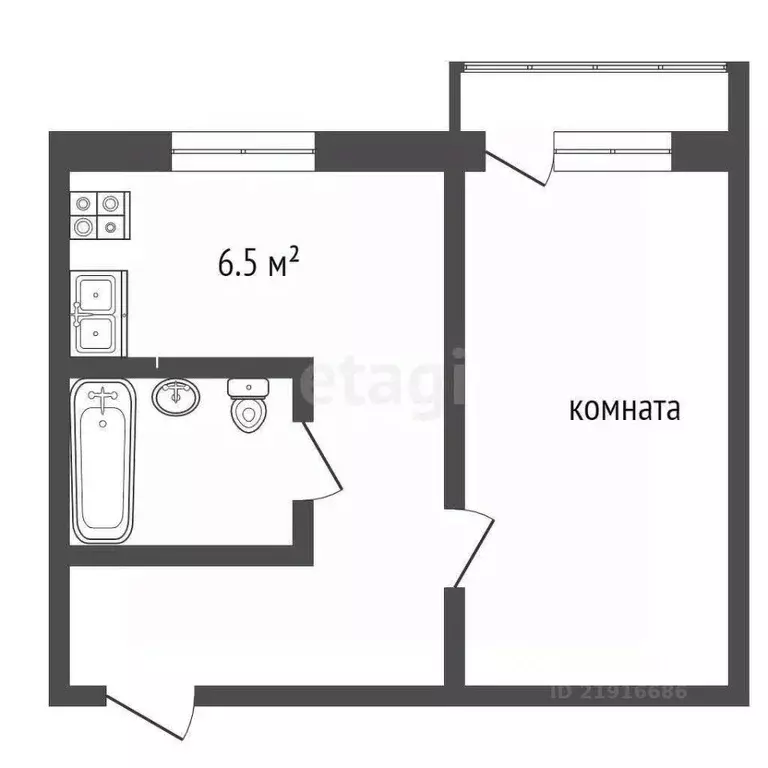 1-к кв. Калининградская область, Калининград Великолукская ул., 22 ... - Фото 1